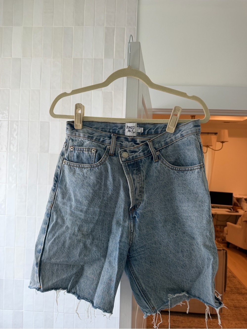 Princess Polly Washed Blue Cutoff Denim Shorts